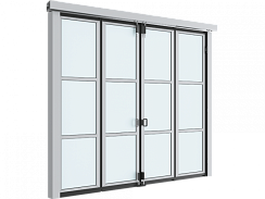 Автоматические промышленные складные панорамные ворота DoorHanсерии ifg-p цвет белый ral 9003 4000х3000мм