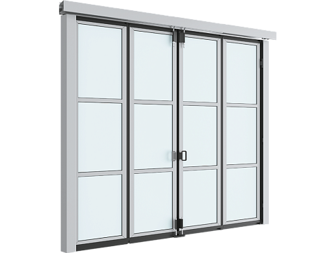 Автоматические промышленные складные панорамные ворота DoorHanсерии ifg-p цвет белый ral 9003 3500х2000мм