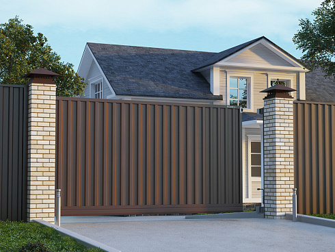 Откатные уличные ворота с Т-профилем серии tprofilesld