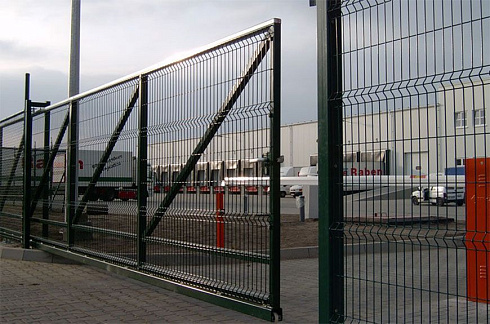 Откатные ворота 3d DoorHan цвет зеленый ral 6009 4500x1700 мм