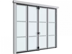 Автоматические промышленные складные панорамные ворота DoorHanсерии ifg-p цвет белый ral 9003 4000х3000мм